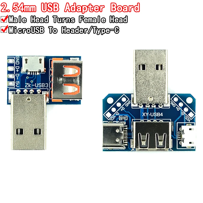 USB Head Switchboard Male USB Connector to  Type-c  Micro  Female USB 2.54-4P transfer test board USB adapter plate XY-USB4