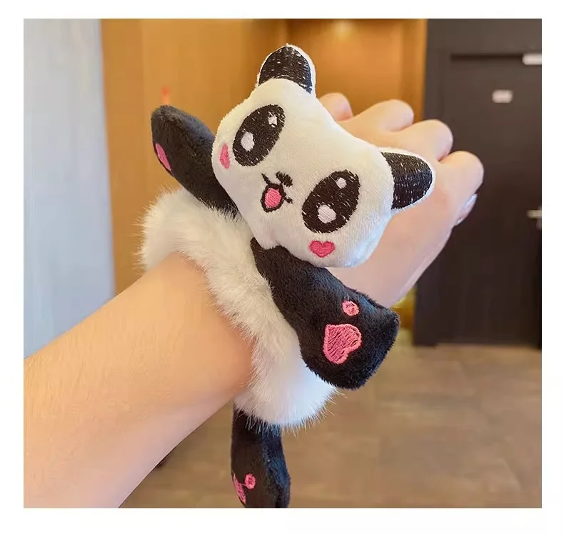 Panda Kühe Katze Kaninchen Plüsch elastische Haarbänder süße Pferdeschwanz Krawatten Frauen Mädchen süße Cartoon Haargummis Weihnachten – Detail 9