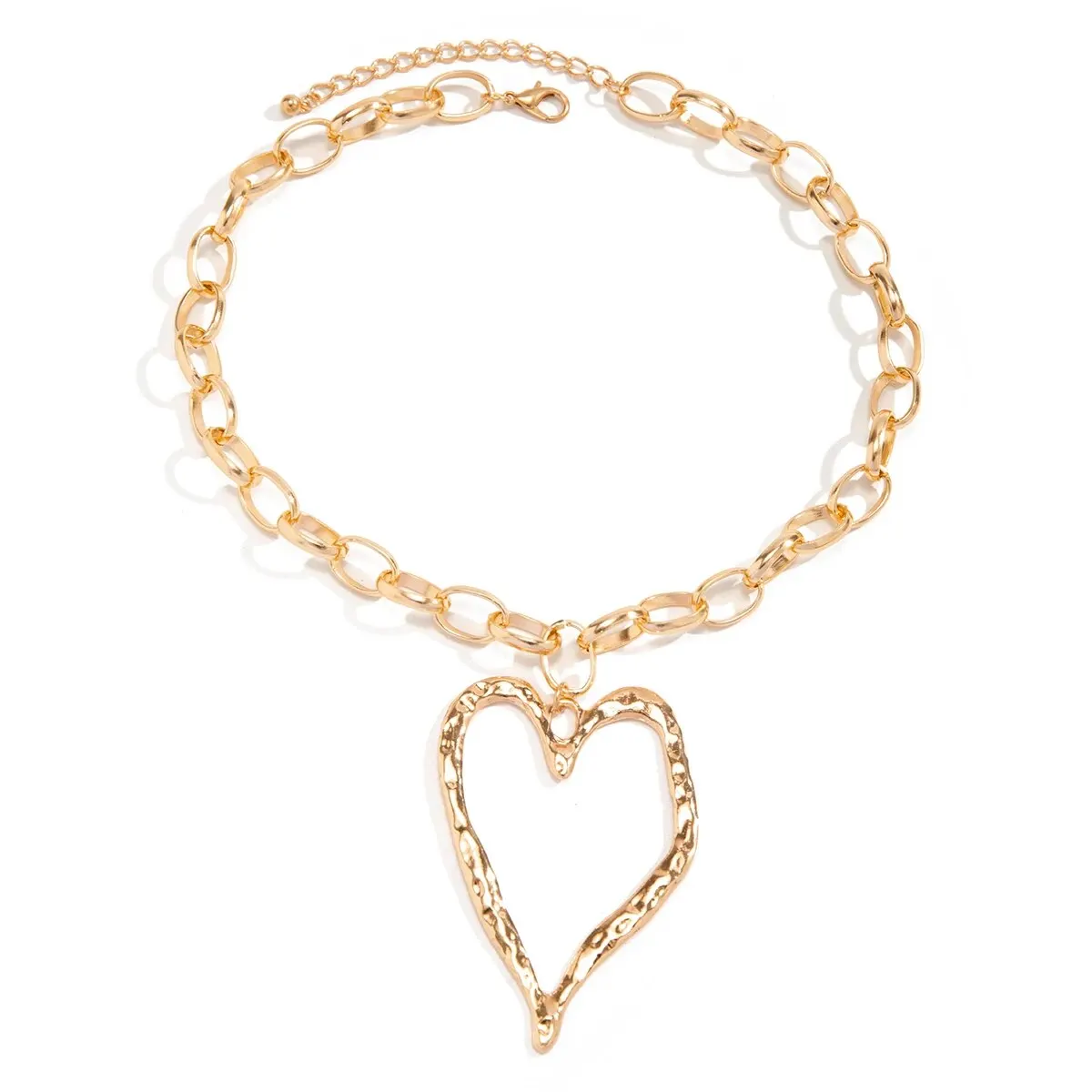 قلادة بدلاية قلب حب ذهبية اللون للنساء ، فاسق ، مبالغة ، مجوفة ، سلسلة سميكة ، المختنقون ، إكسسوارات مجوهرات ، هيب هوب ، Y2K