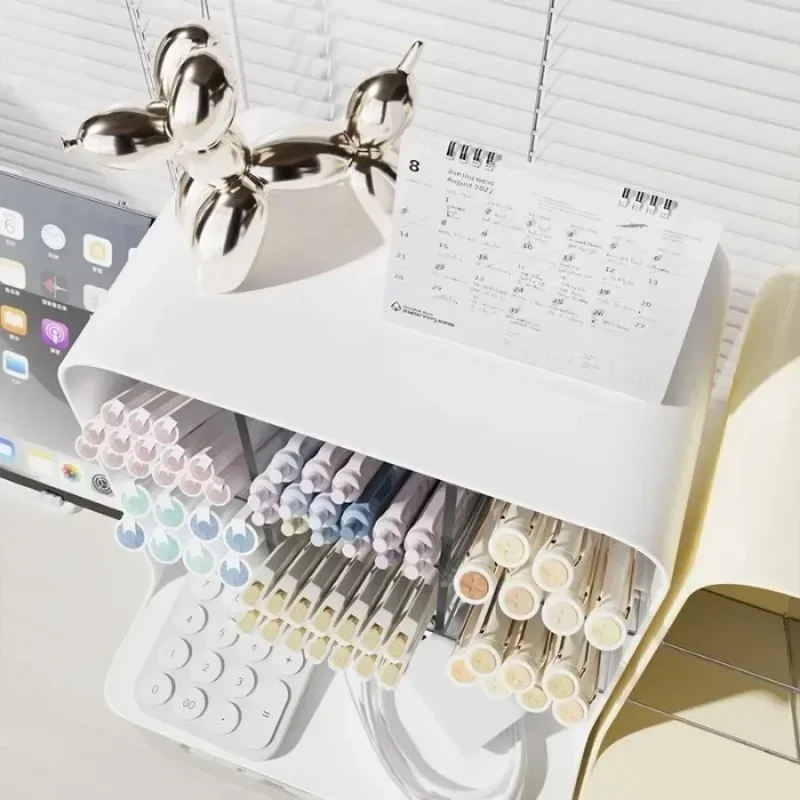 منظم تخزين حامل أقلام مائل متعدد الوظائف منظم سطح المكتب لأدوات مكتب المكتب والطلاب