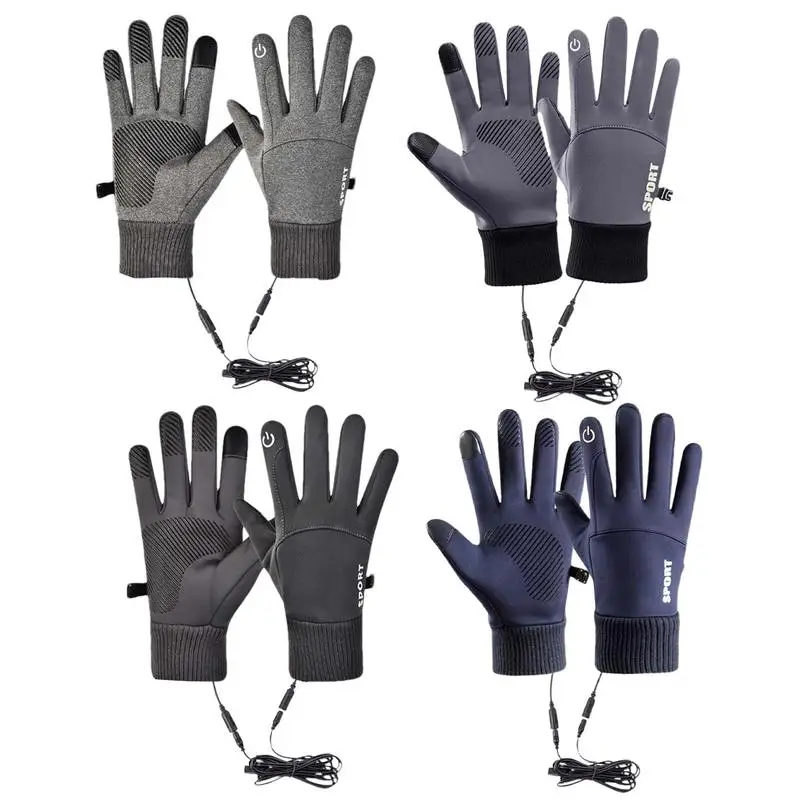 

USB Touch Screen Gloves Winter Hand Warmer Electric Heated Gloves Motorcycle Bike Gloves For Cycling Running Driving Hiking ski