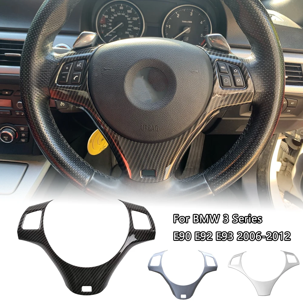 

Carbon Fiber Style Car Interior Accessories Steering Wheel Decoration Cover Trim Moulding For BMW 3 Series E90 E92 E93 2006-2012