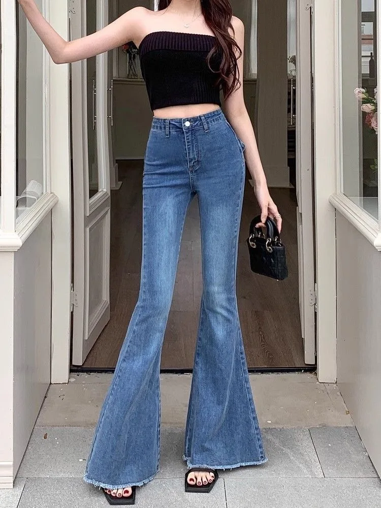 Bow Tie Jeans Women's American Vintage Three-dimensional Micro-large Summer Thin Pants New High-waisted Skinny Hip Flare Pants