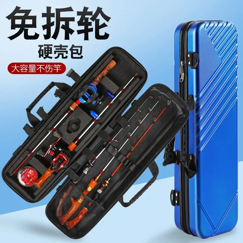 Fishing Rod Bag Hard-shell Equipment Complete Set Without Disassembly Wheel Ice Fishing Bridge Raft Pole Storage Fishing Gear
