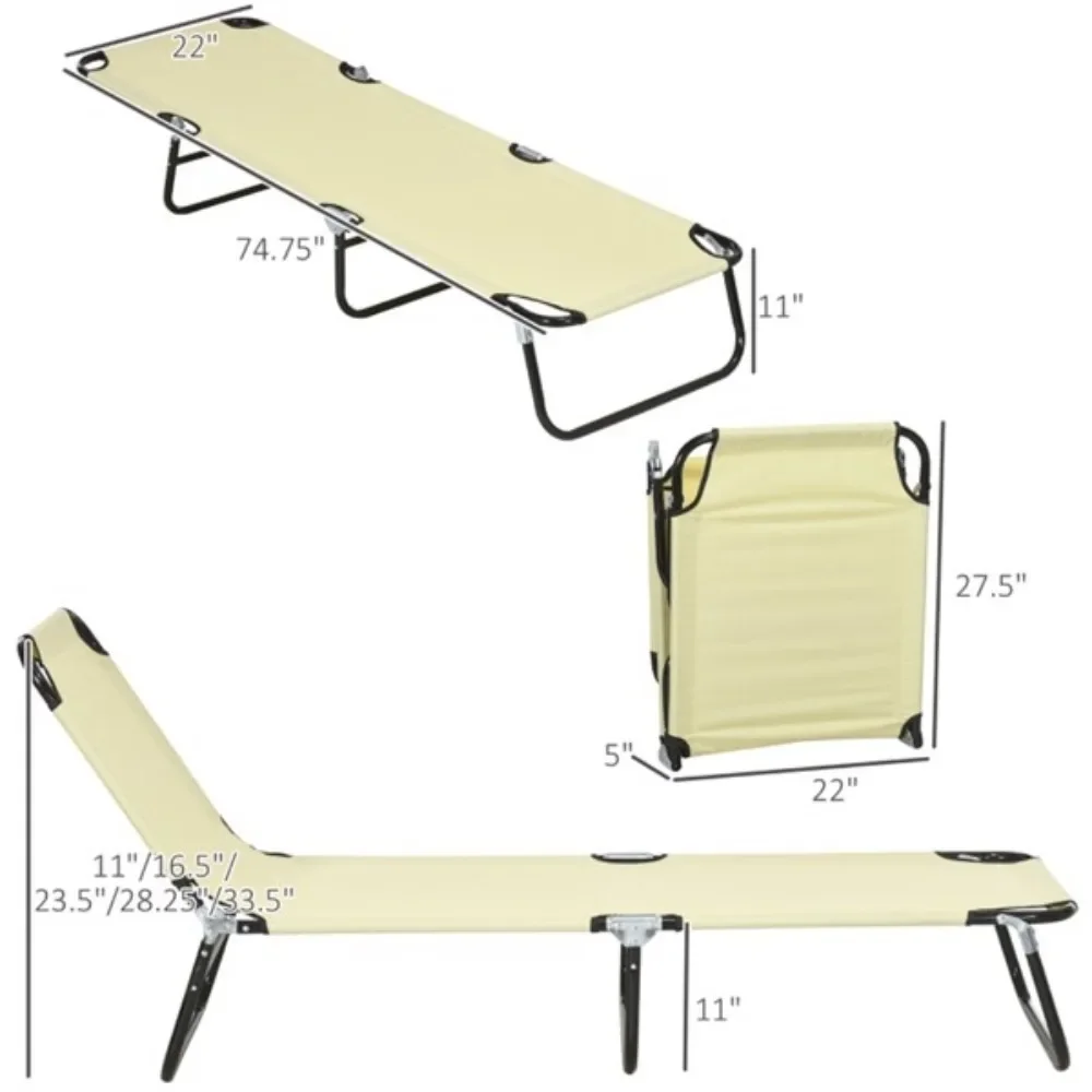 Fold-out chaise longue / beach chair Breathable oxford fabric dries quickly to keep cool in the summer, foldable design