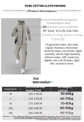 Herbst Winter Herren Schnelltrocknender Baumwoll-Zweiteiler Trainingsanzug Stehkragen Reißverschluss-Jacke Jogginghose mit Kordelzug für Radfahren Morgenlauf Fitness – Detail 1