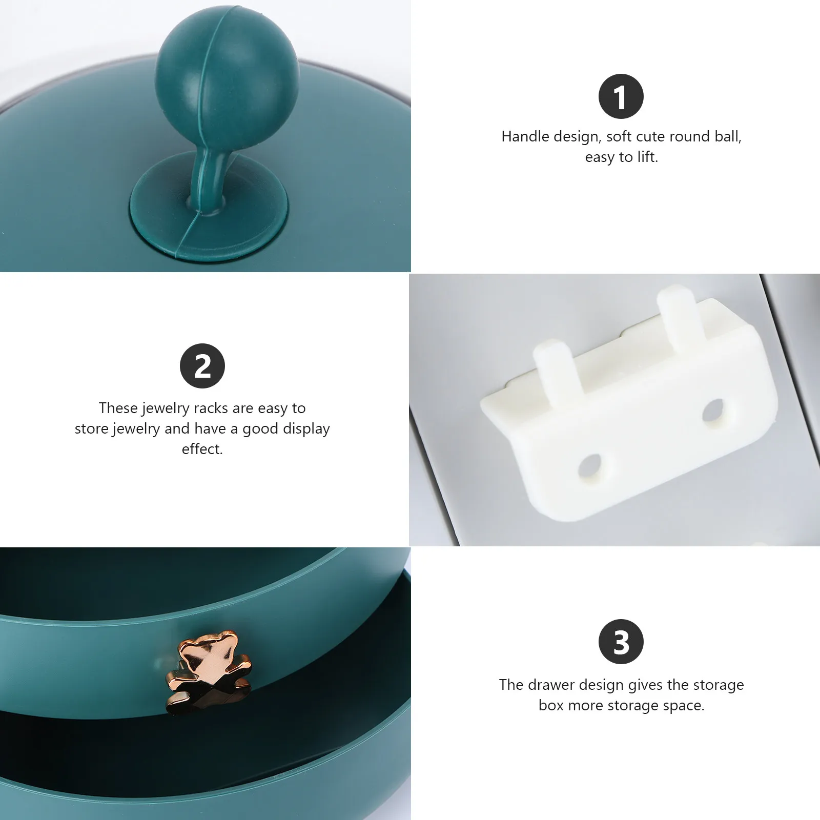 

1Set Jewelry Display Box 360 Rotation Jewelry Organizer Case Smooth Finish Storage Container for Ring Earring Collection