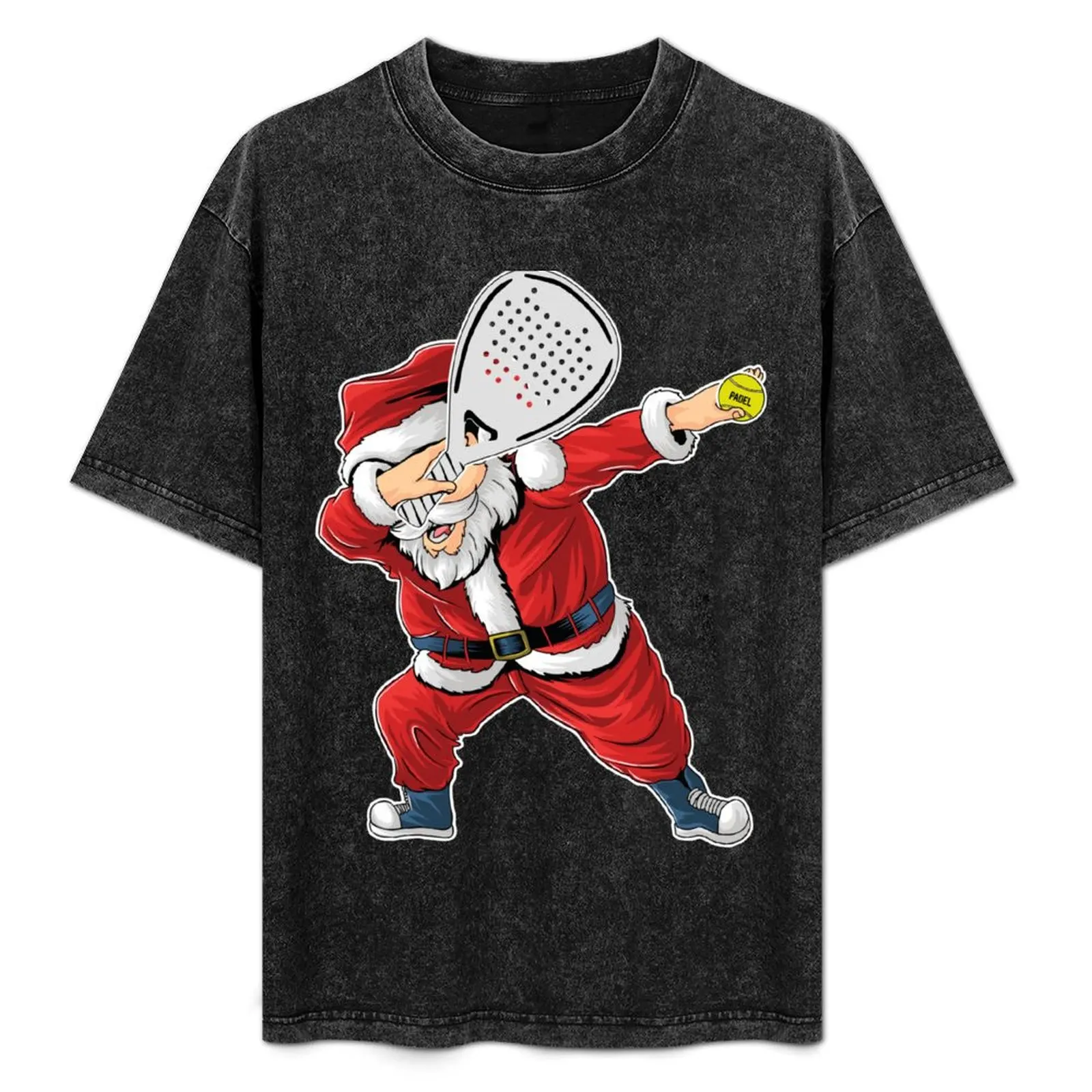 

Padel Dabbing Santa Claus Funny Padel Tennis Christmas Costume T-Shirt Basic Simple Casual Short Sleeve Tee