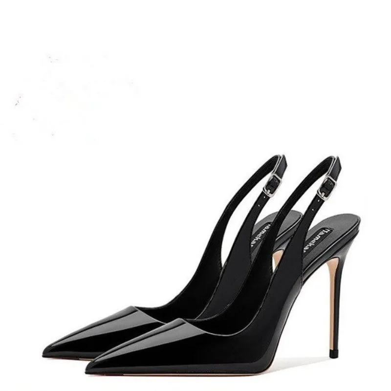 

Sexy High-heeled Sandals with Pointed Tips and Elegant 2025 Summer Patent Leather Strappy Fashionable Party Women's Shoes