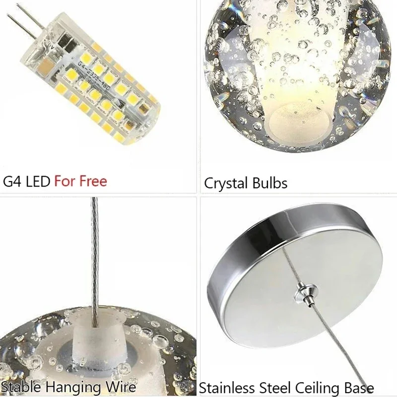 Villa scale lampade a sospensione cavo lungo appeso sfera di vetro di cristallo lampadario a led ristorante Bar arredamento per interni per Dropshipping