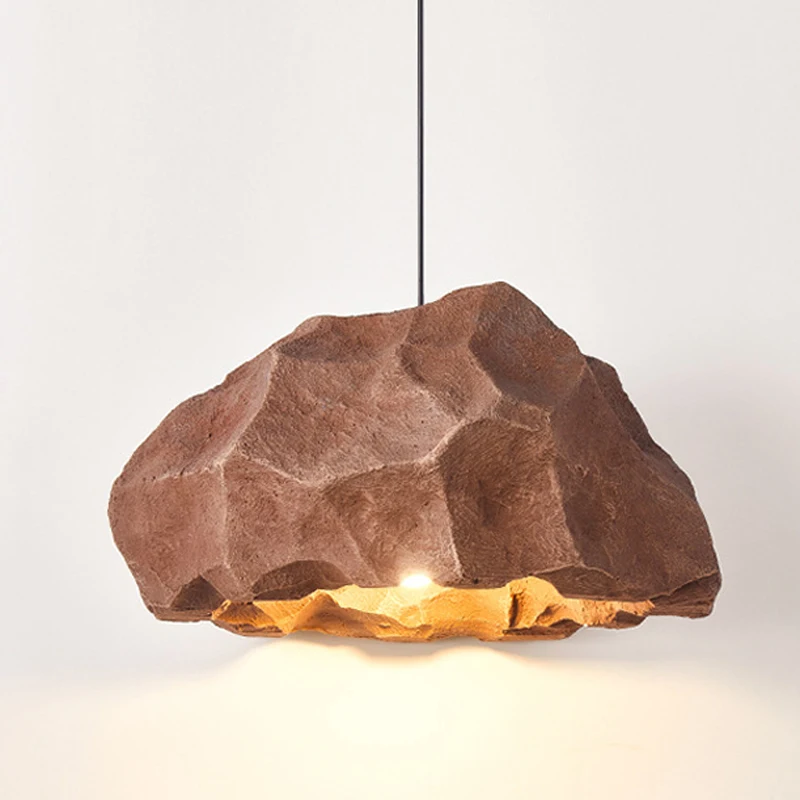 Imagem -06 - Wabi Sabi Irregular Rock Lâmpada Pingente Creativo Industrial Cimento Pendurado Luz Lustre de Pedra para Bar Restaurante