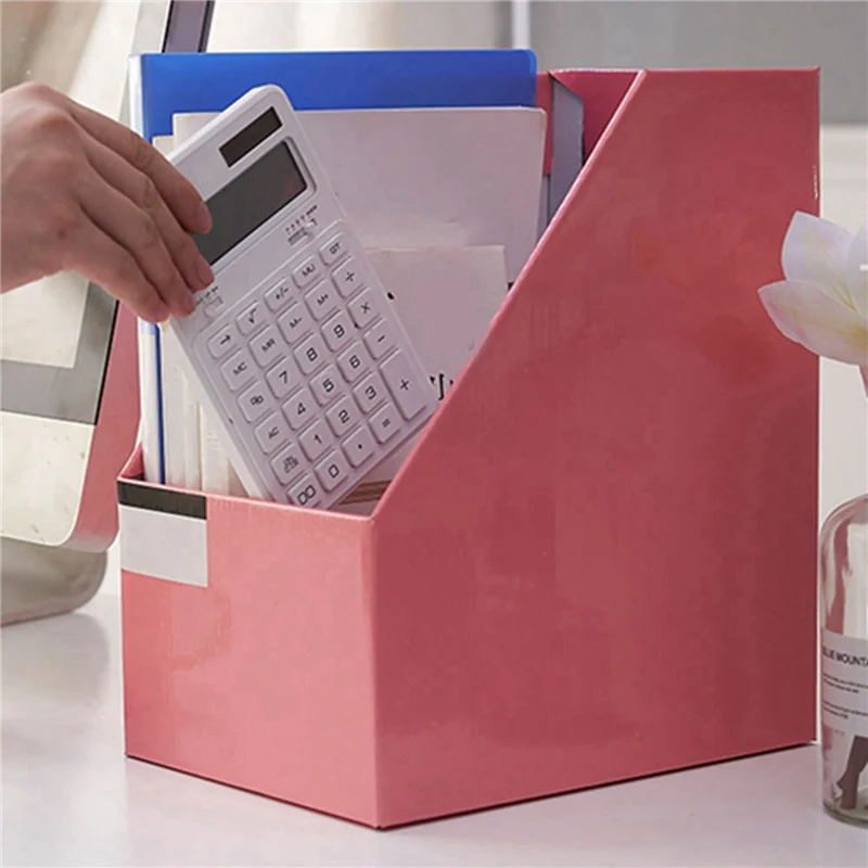 ABLN-4X Kraft Paper Magazine Rack Bookend Large Book Stand File Holder Foldable Documents Organizer Office Storage Rack