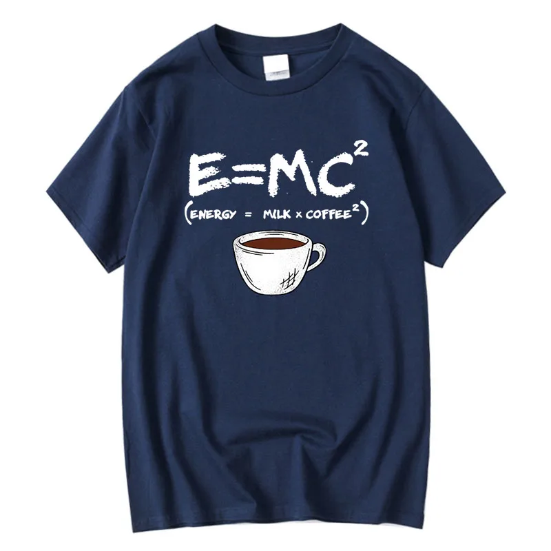 T-shirt da uomo 100% cotone Casual Funny Energy = Milk + Coffee Print o-collo allentato Cool Top per uomo manica corta estate t-shirt maschili