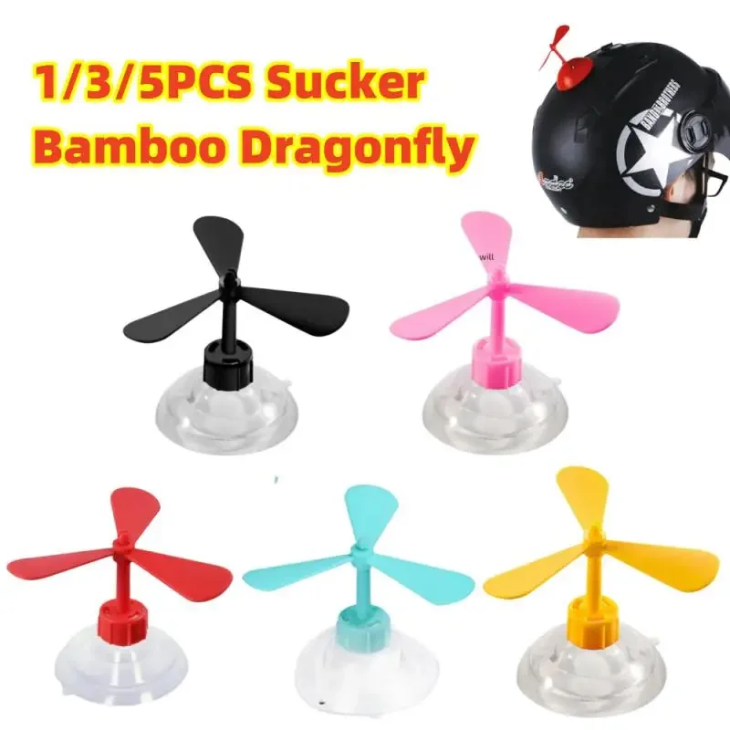 Suction Cup Bamboo Dragonfly Motorcycle Helmet Decoration Propeller Modeling Electric Vehicle Night Driving Helmet Accessories