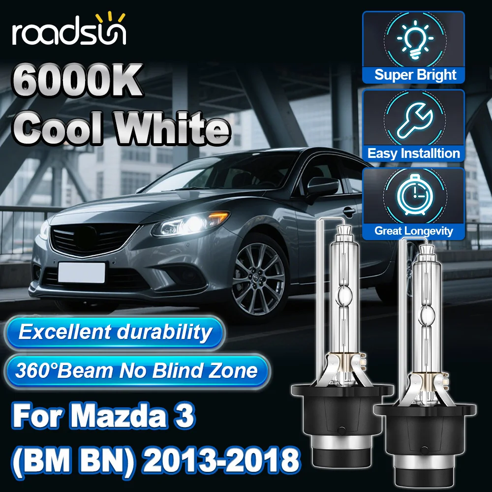 

2PCS D4S xenon bulb For Mazda 3 (BM BN) 2013-2018 HID lamp 6000K White 35W IP68 360 Degree Lighting Plug&Play