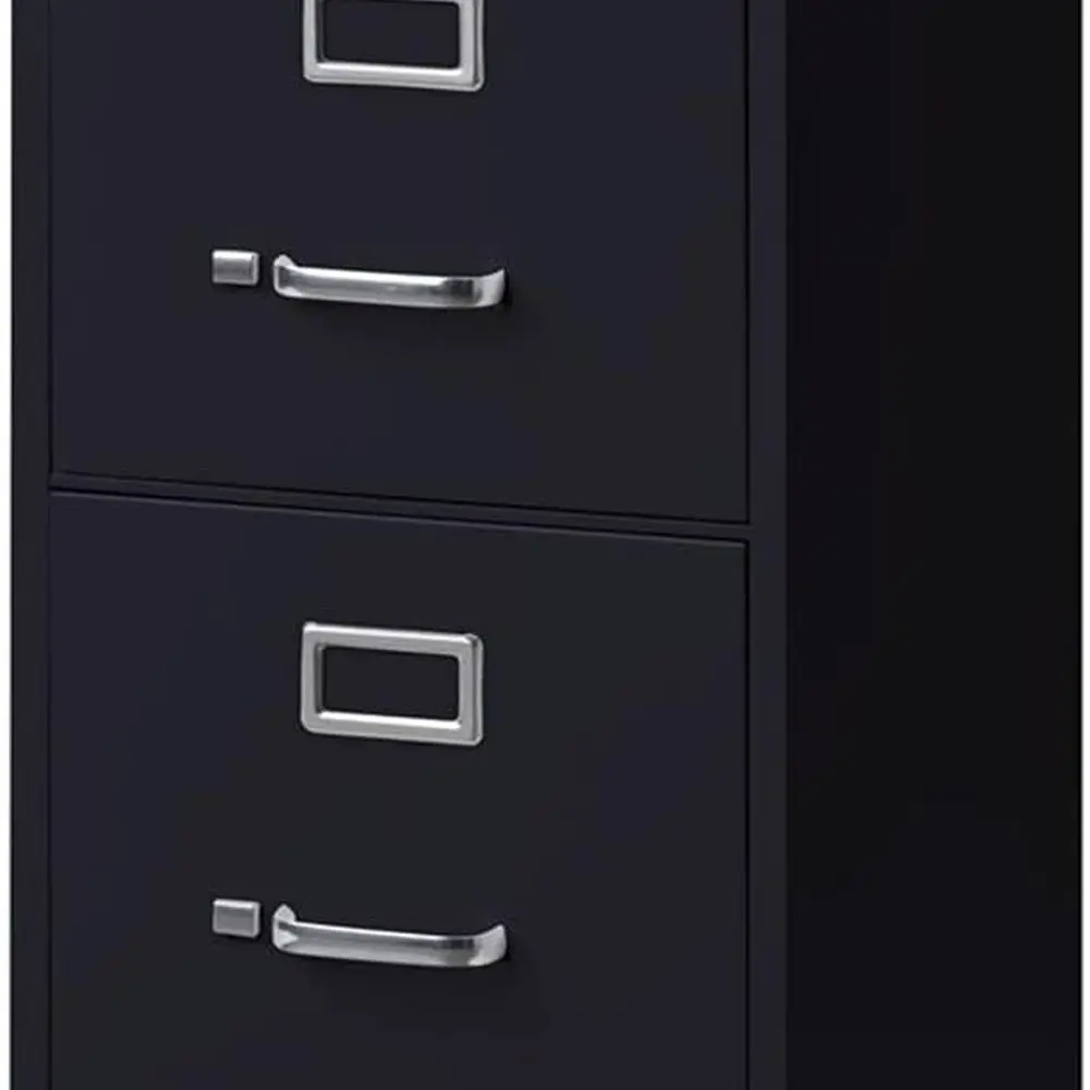 

Предварительно собранный черный металлический вертикальный картотечный шкаф с 2 ящиками, размер буквы, запираемый, для домашнего/офисного использования