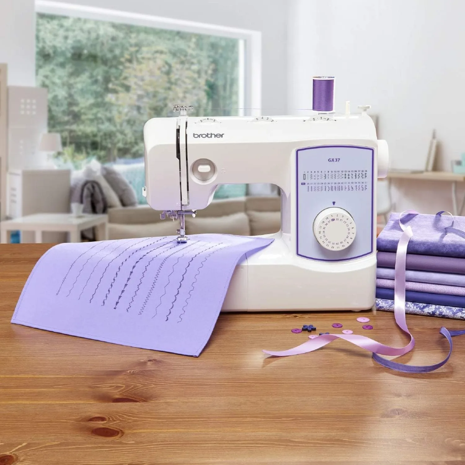 Sewing Machine, GX37, 37 Built-in Stitches, 6 Included Sewing Feet