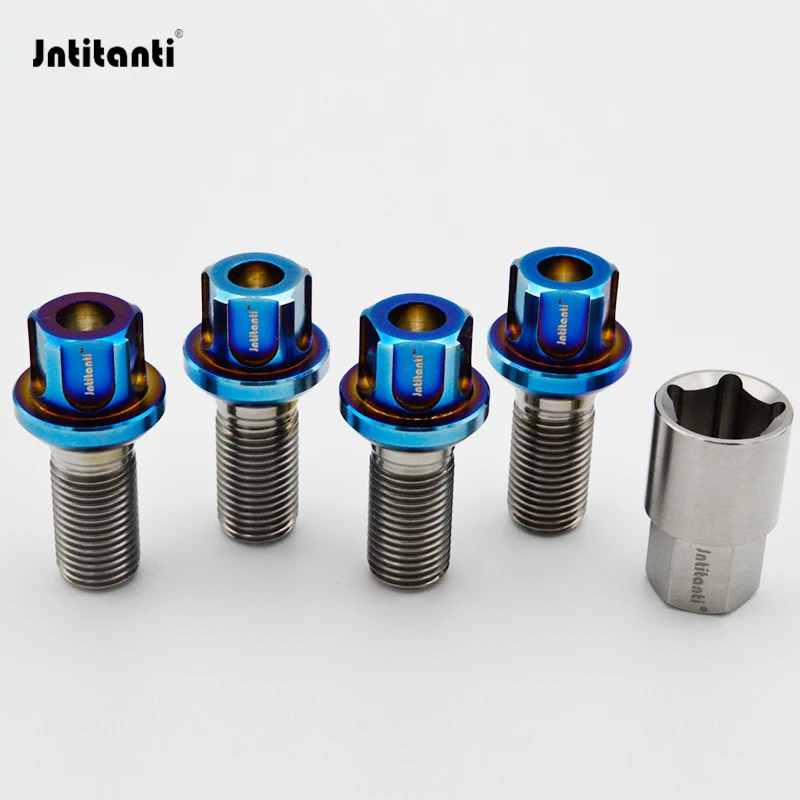 Jntitanti factory Gr5 titanium wheel rim bolt screw M14x1.5x28-45mm ball seat anti-theft   for Mercedes-Benz Maybach Porsche etc