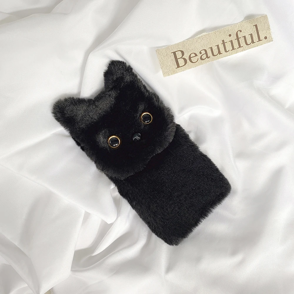 Custodia per telefono in peluche invernale calda per Xiaomi Mi 10 10s 10T 11 Ultra 5X 6 6X 8 9 SE Lite Pro Cat Furry fluffy Fur Soft Cover in