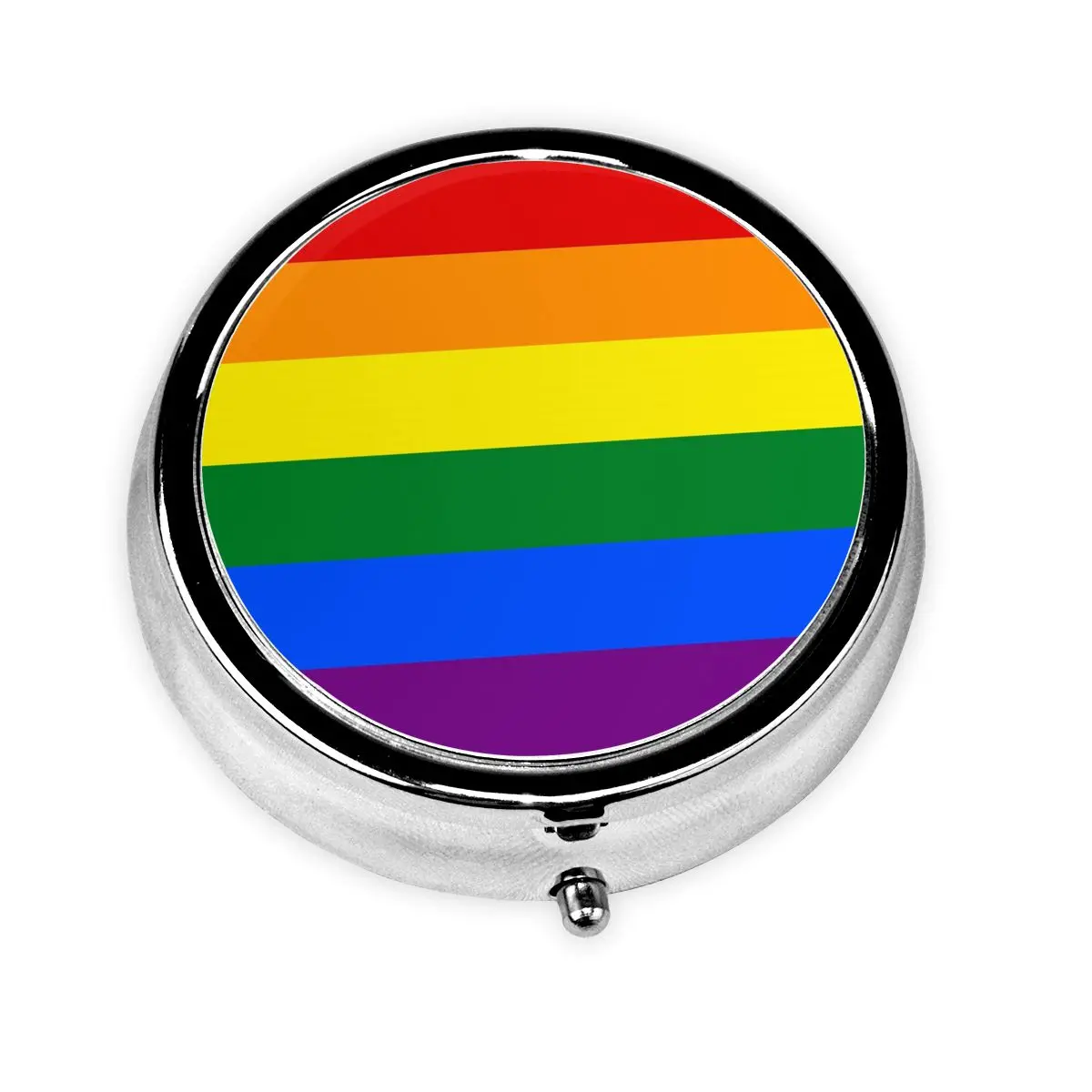 

Gay Pride LGBT Round Pill Box 3 Grids Pills Dispenser Lesbian Rainbow GLBT Portable Medicine Holder Storage Box Container