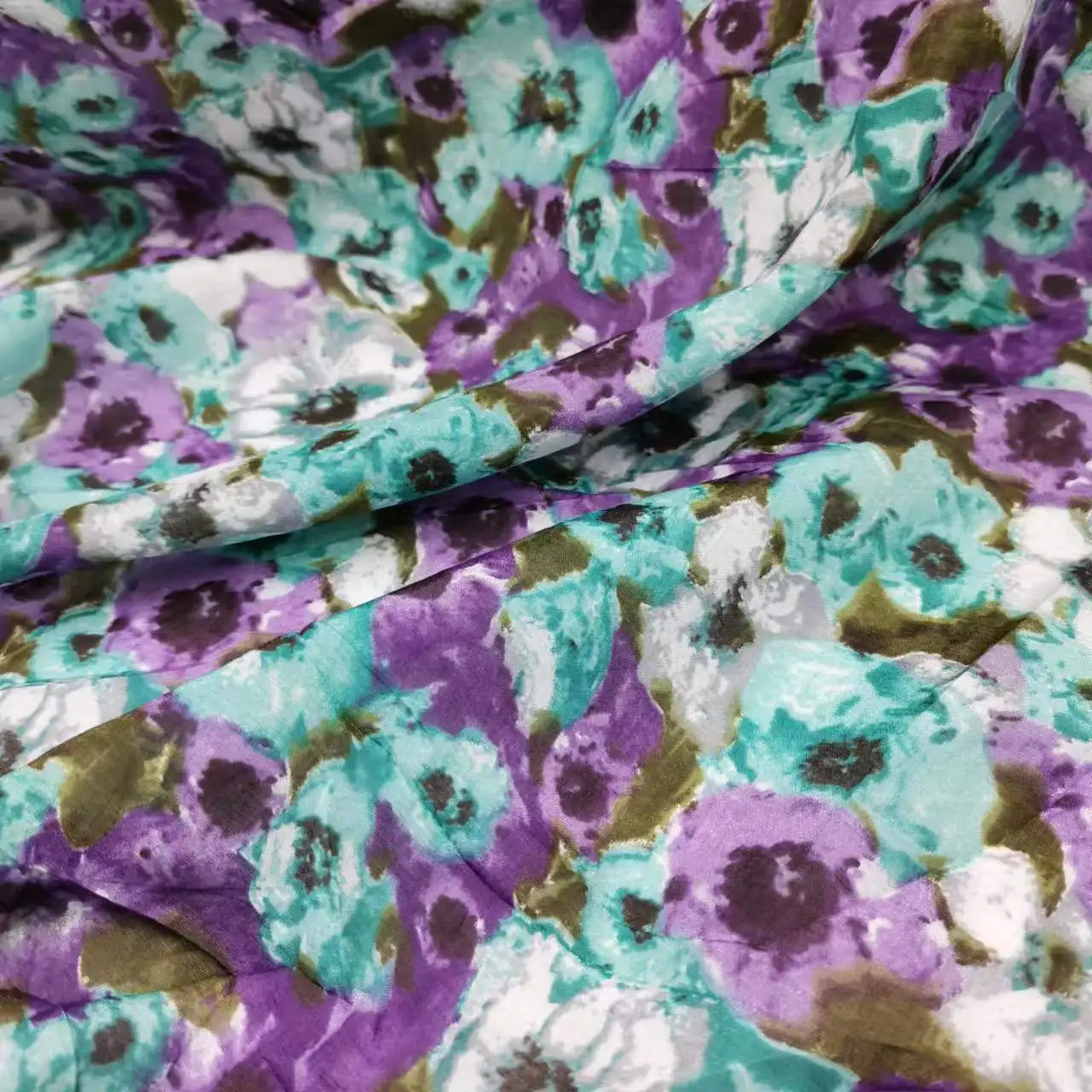 Floral New Silk Cotton Fabric  Mulberry Soie Breathable DIY Clothing Sewing Material