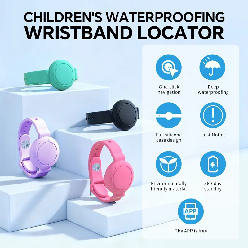 Lenovo Global Tracker Children's Wristband Waterproof Locator For Apple AirTag Silicone Strap Air Tag Anti-lost For Kids Safety