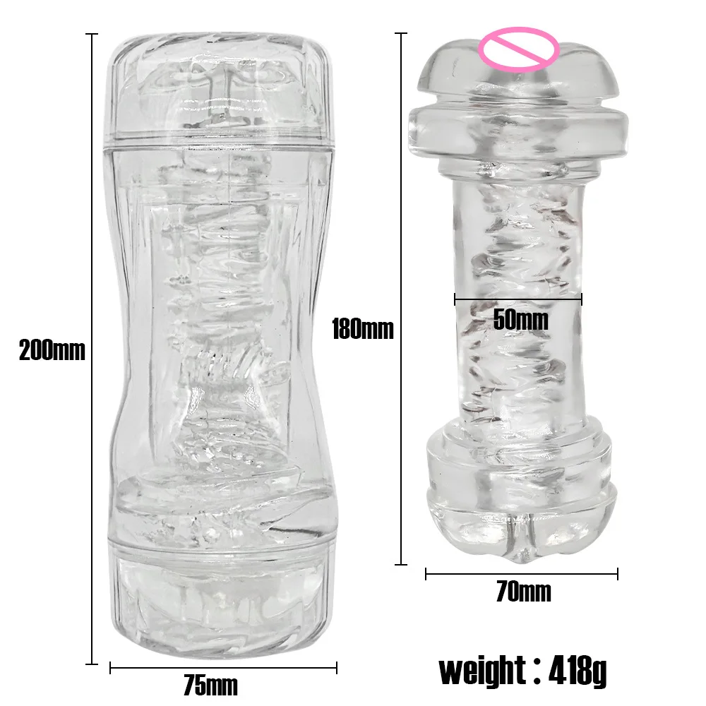 Jouets sexuels masculins transparents à double tête, avec dispositif de Stimulation de poche réaliste et étanche, respectueux de la peau, jouet sexuel heureux pour adulte 18 +