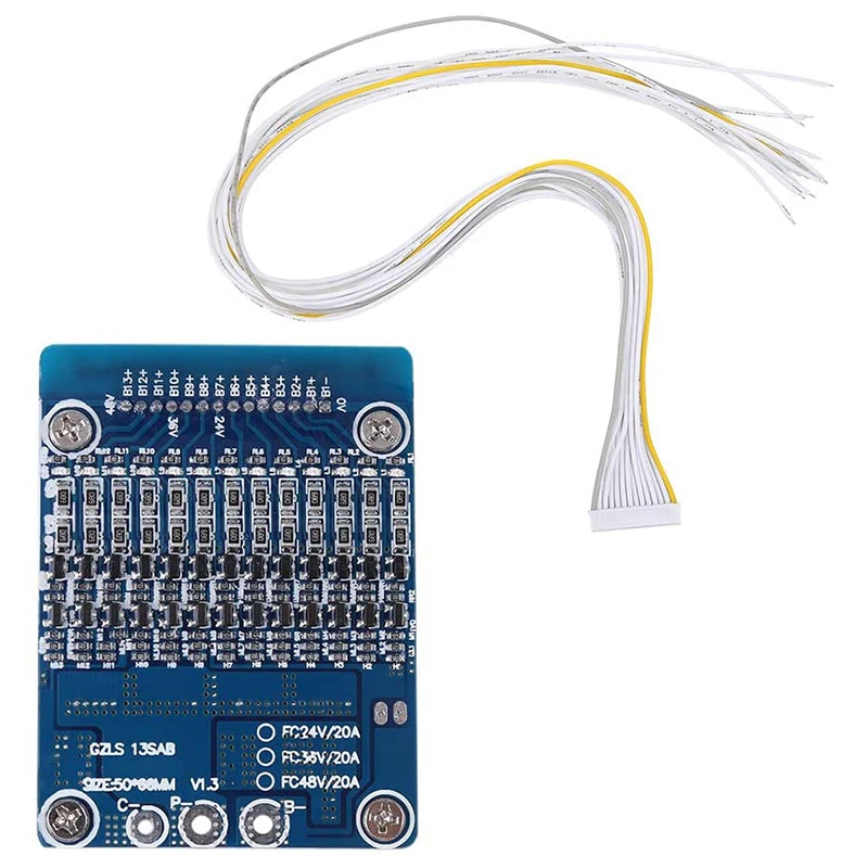 

13S 48V 20A Li-Ion Cell 18650 Battery Protection BMS PCB Board With Balance Function