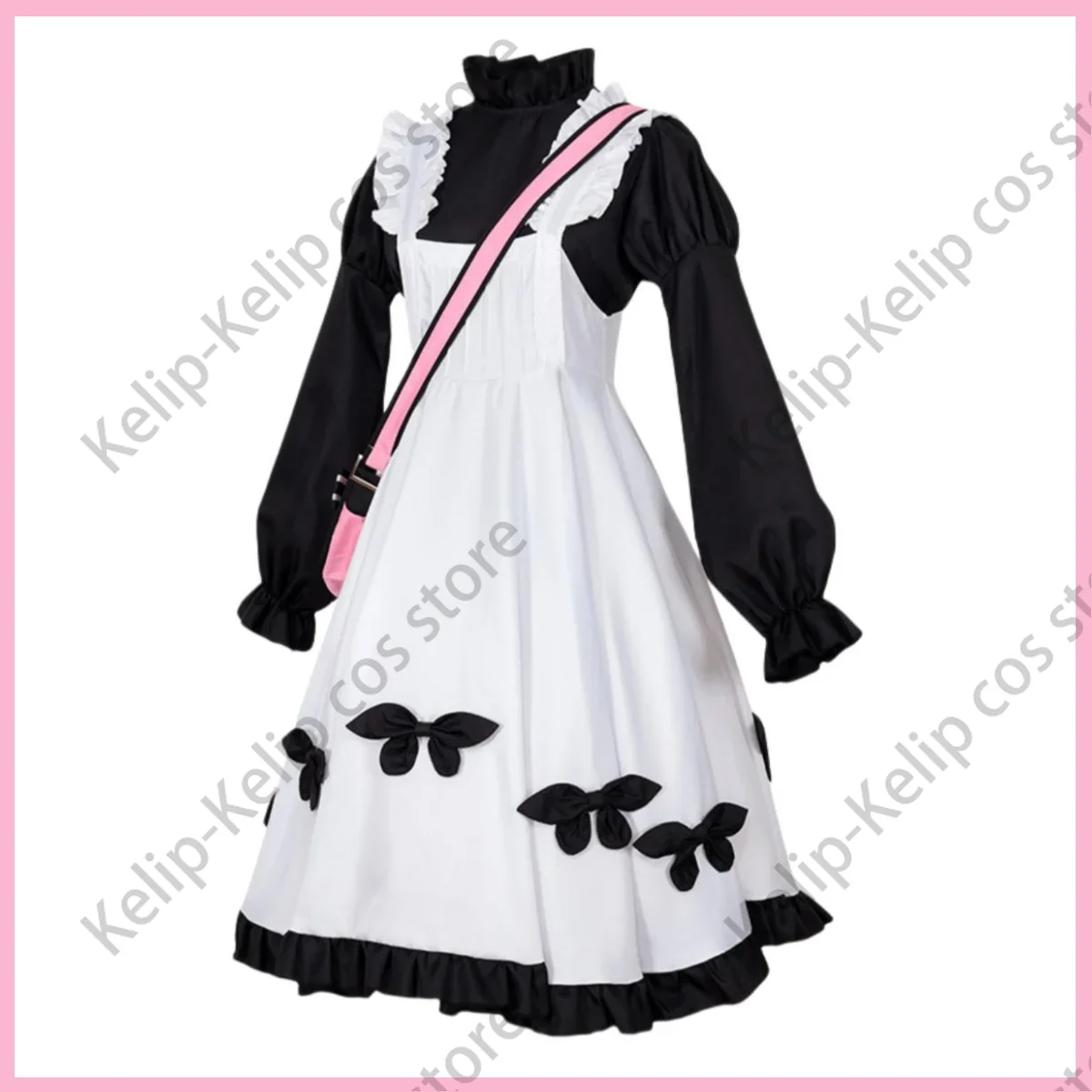 Fato de Cosplay Anime Lolita para Mulher, Identidade Jogo, Fato de Festa Kawaii Adorável, Saia Camisola, Menina Alice, Preto e Branco