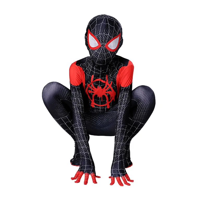 New Miles Morales lontano da casa Costume Cosplay Zentai Spiderman Costume Superhero body Spandex Suit for Kids Custom Made