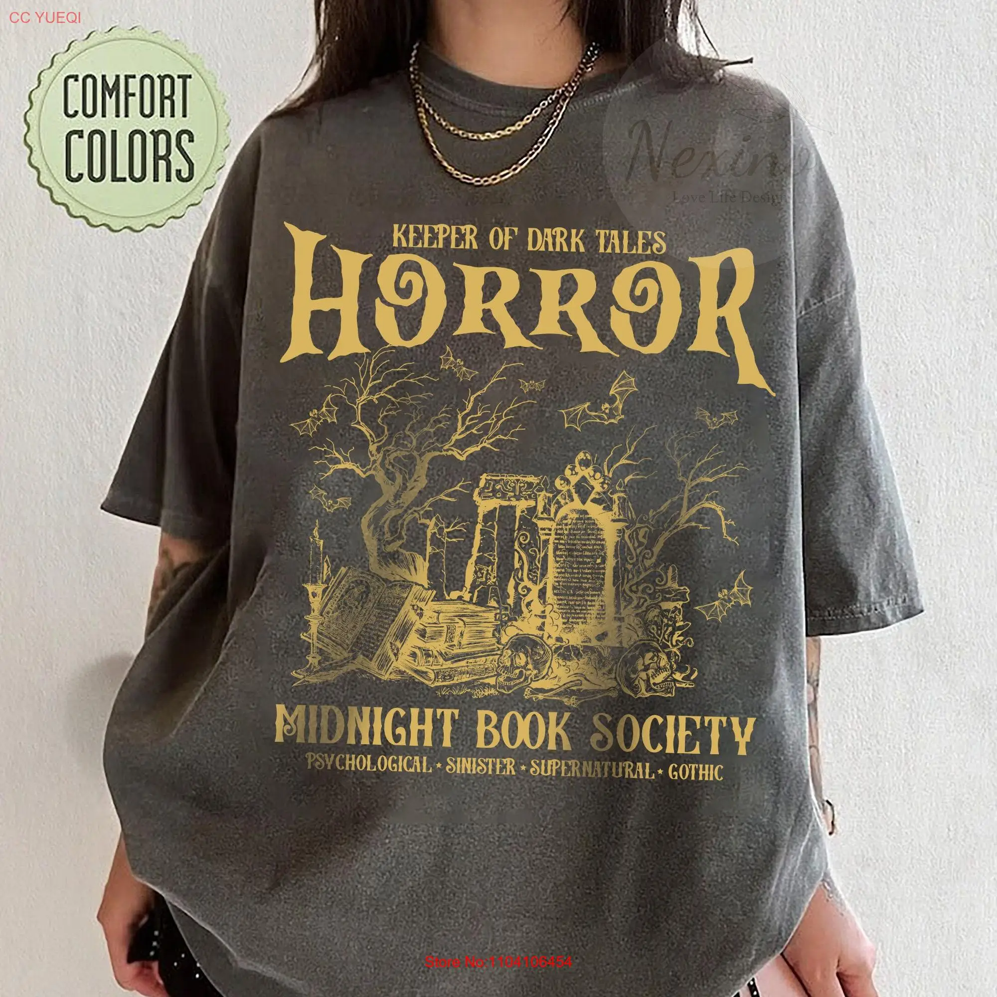 Horror Midnight Book Club Society T Shirt Comfort Colors Halloween Literary Vintage Psychic Supernatural Style Gothic