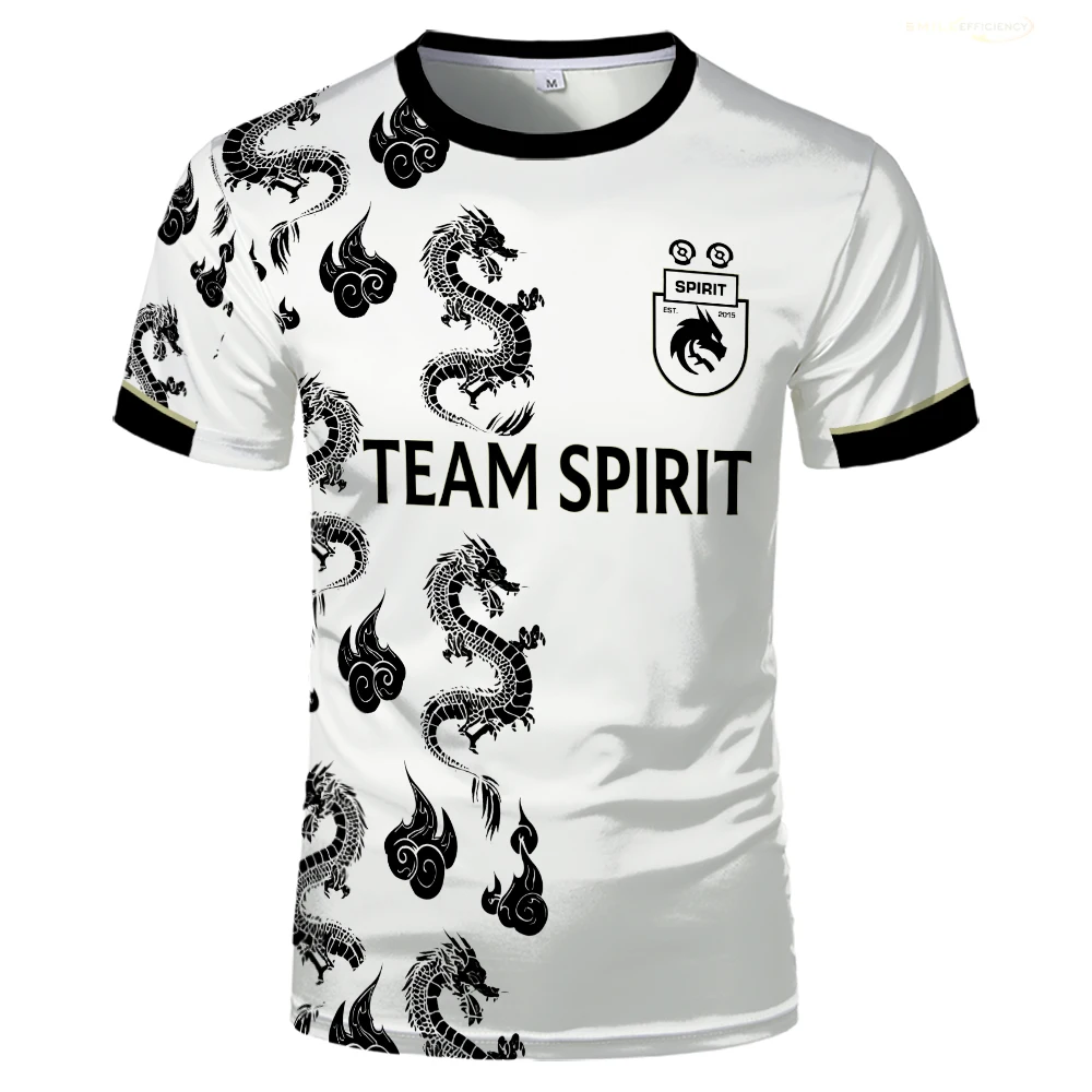 New Team Spirit Jerseys Fashion T-Shirt Game Esports Player Uniforms Competition Men T Shirt Breathable Mesh Fabric Fans Boy Tee