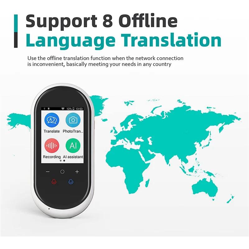 ABVO - Biały Tłumacz Językowy Dwukierunkowy Tłumacz Natychmiastowy Obsługujący 106 Języków z Obsługą Głosu, Tekstu i Trybu Offline