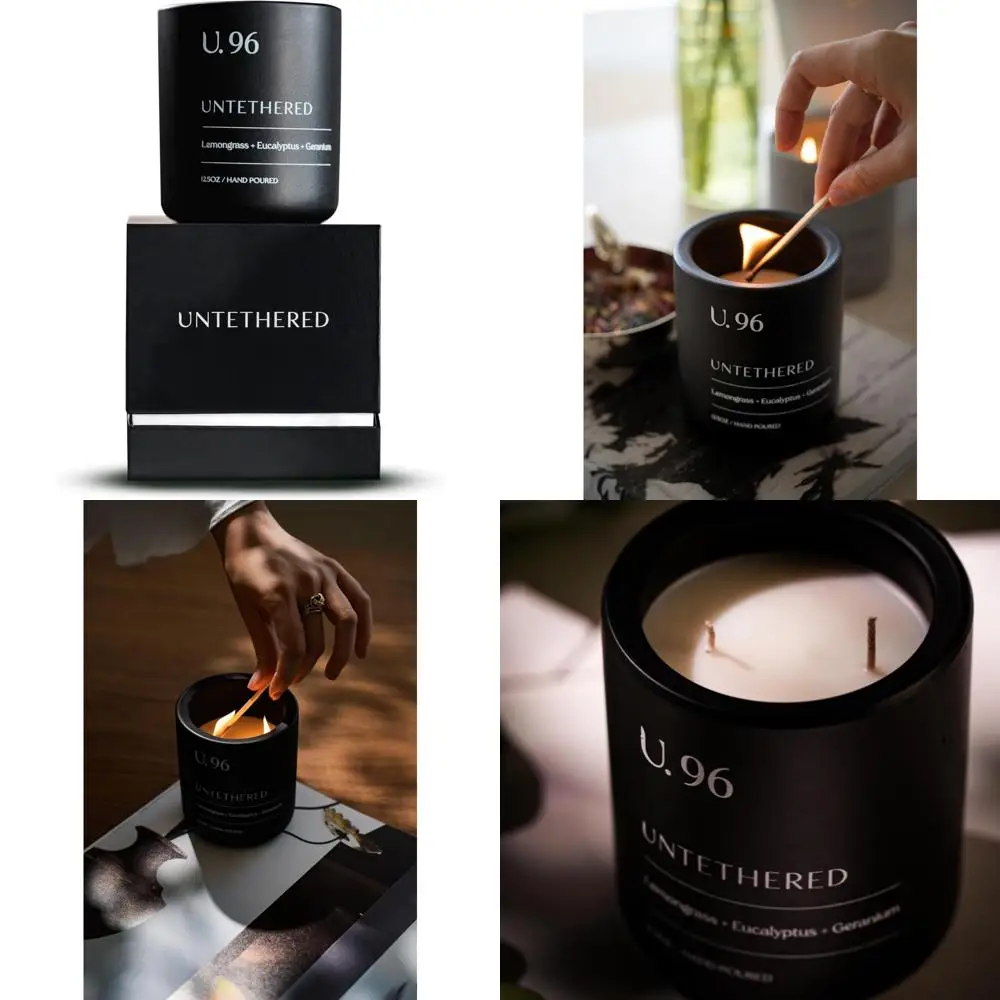 

Luxury Scented Candle Lemongrass Eucalyptus Amber Hand-Poured USA Natural Coconut Apricot Wax Long-Burning Aromatherapy