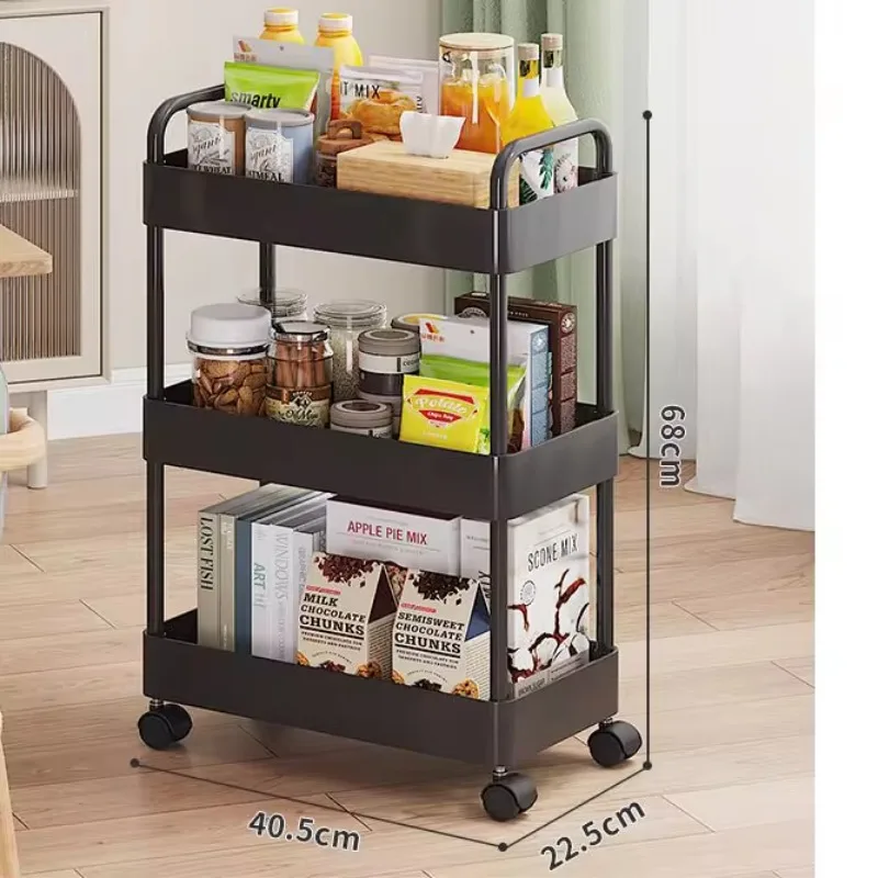 High quality Home Organizer Multi Layer Shelf Metal Rolling Hand Cart  amp Trolleys Plastic Kitchen Display Storage