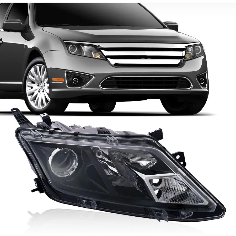 

Headlight Assembly for 2010-2012 Ford Fusion Halogen Headlamp Black Projector Passenger Right Side Replacement FO2503273