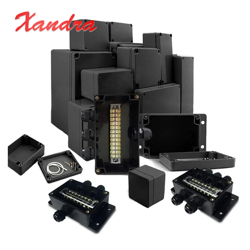 F-Type Engineering Black Waterproof Junction Box 3 Floors ABS Plastic Shell Outdoor Waterproof IP67 Monitoring Power Supply Box