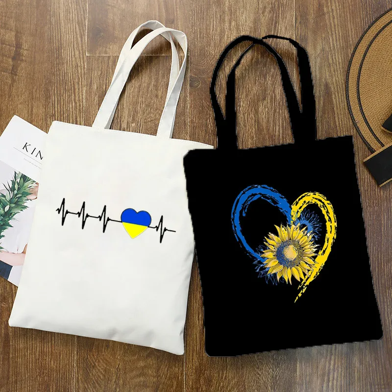 Cool Ukraine Flag Sunflower Vintage Ukrainian Lovers Ukraine Print Canvas Bag Fashion Large Capacity Shopping Shopper Hand Bags