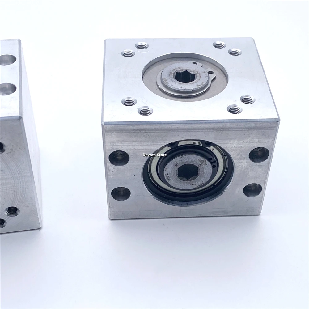 NEW 1:1 Aluminum Gearbox DIY Small Motor Bevel Gear Reducer Commutator Hexagon/Keyway Corner Detector