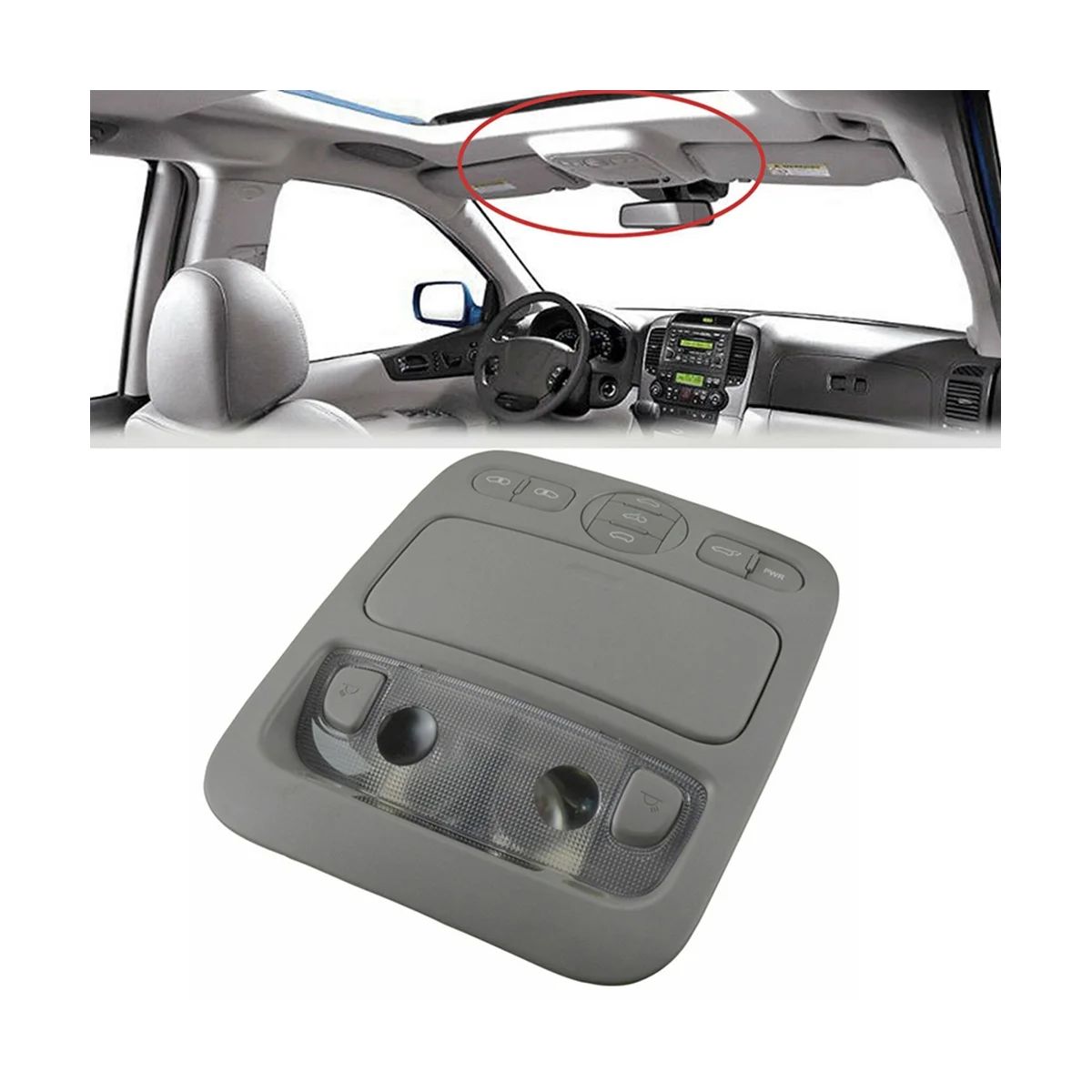 Portas deslizantes Corpo Interruptor do teto solar, sobre a lâmpada principal do console, mapa para Kia Sedona 2006-2014, 928214D100QW