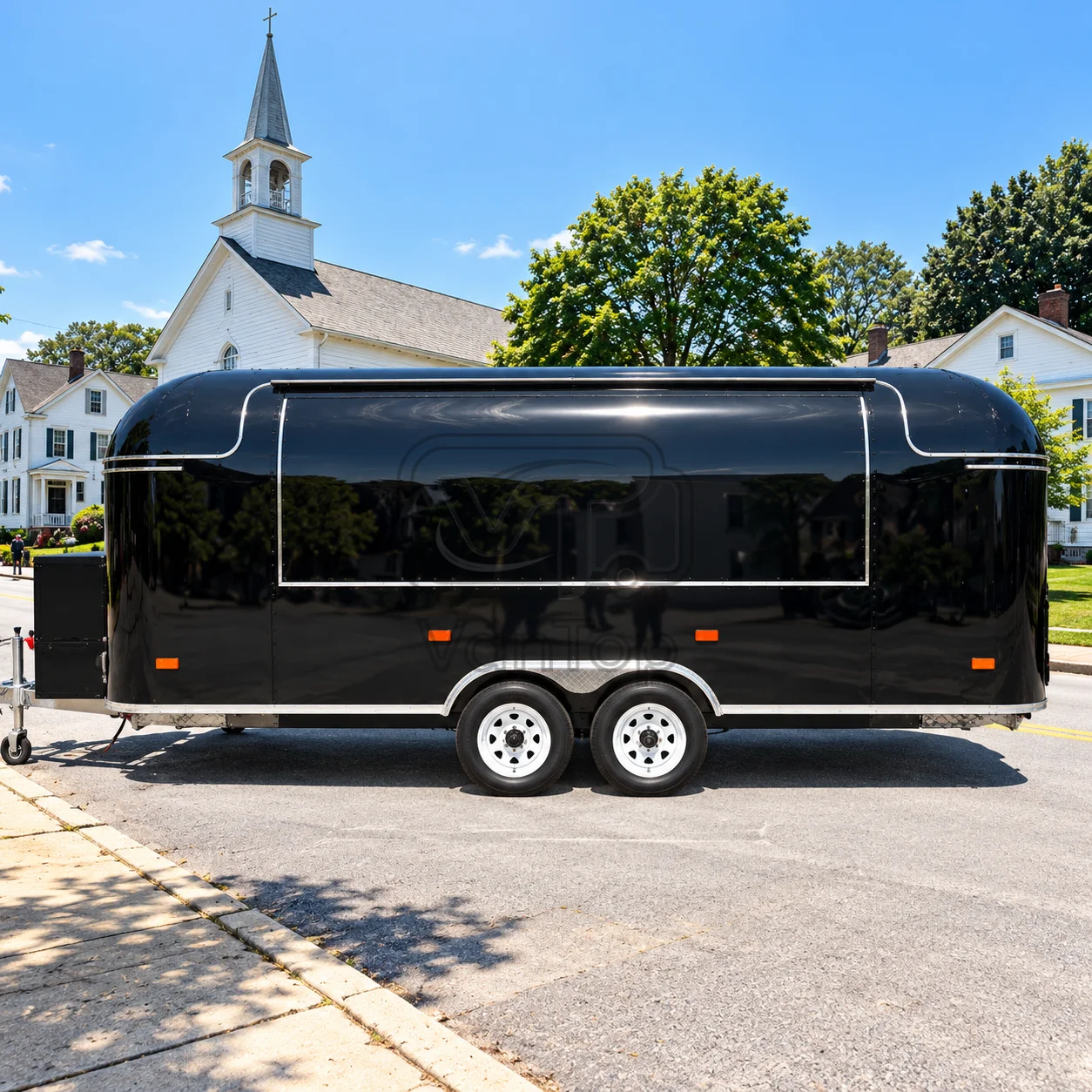 Custom Vintage Food Trailer Mirror Finish Stainless Steel Commercial Mobile Kitchen Trailer for Sale Fully Equipped