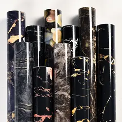 Gray Marble Self-Adhesive Wallpaper Waterproof Vinyl Peel and Stick Wallpapers for Old Furniture Kitchen Countertop Granite Film