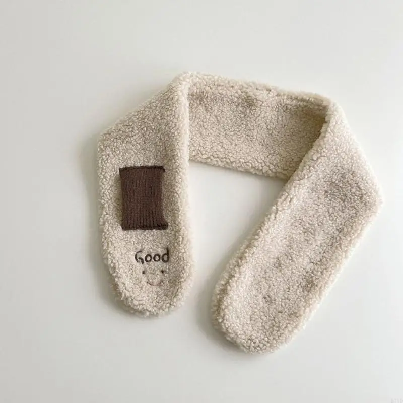 D7YD Comfortable Baby Gloves Scarf set Thick Plush Kids Full Finger Gloves Scarf set Children Lamb Wool Scarf Gloves Gift