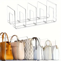 Clear Plastic Purse Handbag Organizer 4 Sections Bag Closet Shelf Divider Purse Display Stand Handbag Storage Organizer Holder