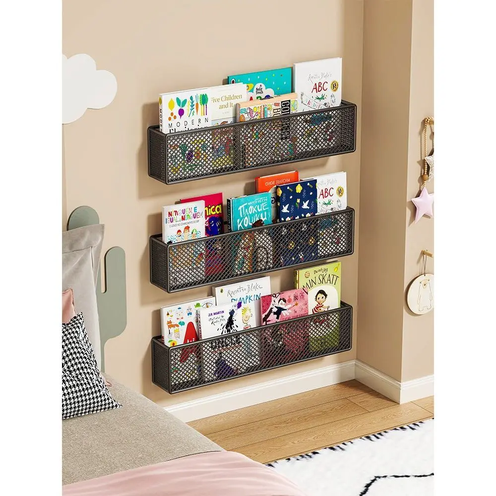 Wall Mounted Metal Kids Bookshelf,Floating Book Shelf for Kids Nursery Classroom,Hanging Book Shelf Organizer for Room Decor