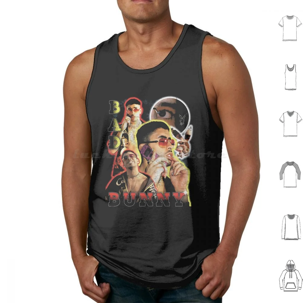سيئة الأرنب سترة الشارع الشهير خمر الهيب هوب مغني الراب تانك القمم سترة بلا أكمام باد الأرنب مغني الراب الراب الهيب هوب الشارع الشهير