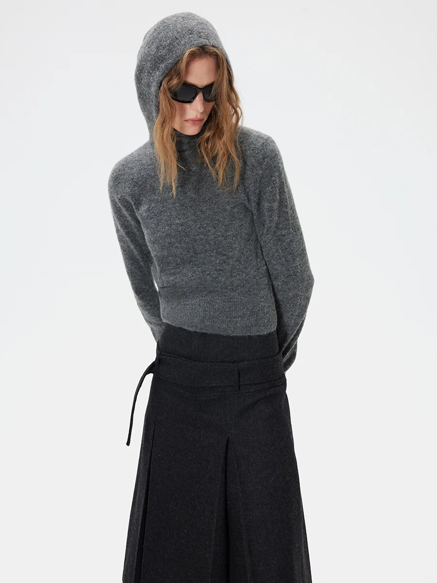 

Оригинальная шерстяная толстовка SNU для женщин: осенне-зимняя, теплая, повседневная, вязаная, базовая, для города, приталенная