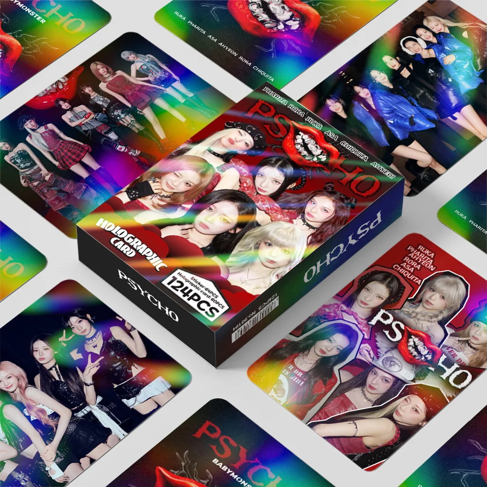 

60+64 шт./набор 2026 KPOP SZKOO Новый альбом PSYCHO, лазерные карточки для фанатов, стикеры Ahyeon, карточки Chiquita LOMO, Asa BABYMONSTER