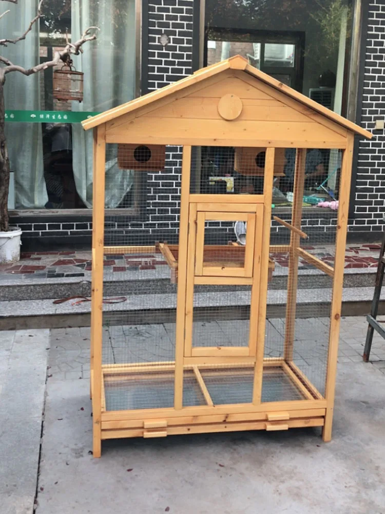 Wooden Parrot Cage Peony Tiger Skin Octopus Cage