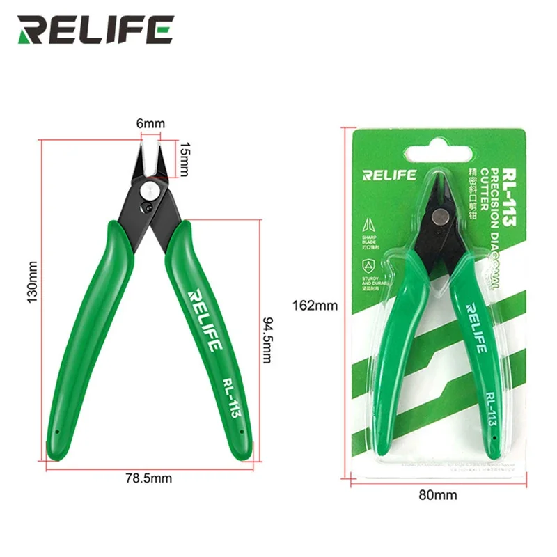 RELIFE RL-113 Precision Diagonal Cutting Pliers Cable Wire Cutter Electronic Repair Hand Tools Convenient Durable